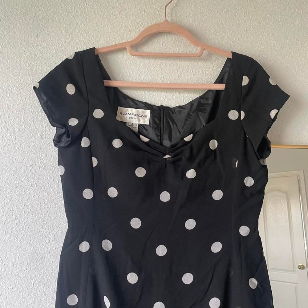 Vintage‎ 80s / 90s Dainty Polka Dot Picnic Day Dress - Picture 2 of 5